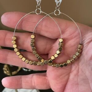 Gold Beaded Hoop Earrings